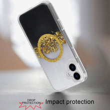 For iPhone 16 6.1inch Case Magnetic Circle Fused Glitter Epoxy + Tempered Glass