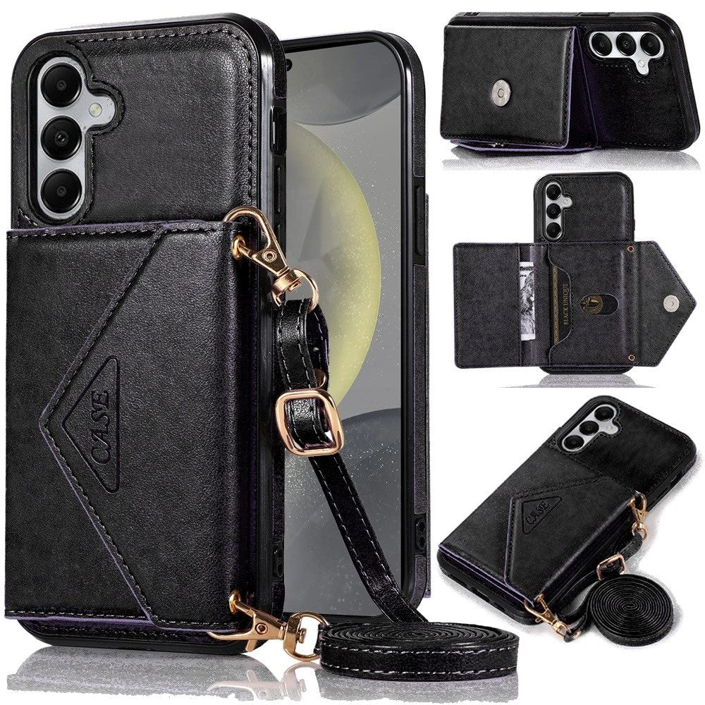 For Samsung Galaxy S24 Case Elegant Classy All in One Hybrid Wallet with Lanyard