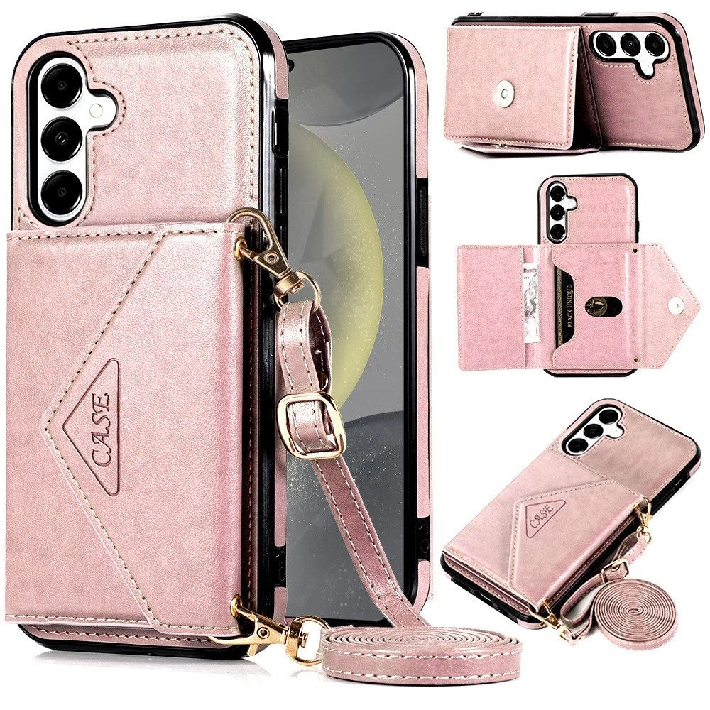 For Samsung Galaxy S24 Case Elegant Classy All in One Hybrid Wallet with Lanyard