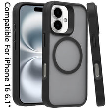 For iPhone 16 6.1inch Case Magnetic Circle Smooth-Touch Cover + Tempered Glass