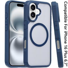 For iPhone 16 Plus 6.7in Case Magnetic Circle Rugged Thick Layer +Tempered Glass