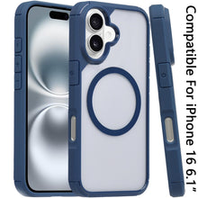 For iPhone 16 6.1inch Case Magnetic Circle Rugged Thick Layered + Tempered Glass