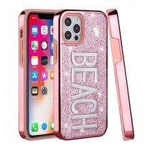 For iPhone 13 PRO Case Embroidered Text Bling Glitter Chrome Hybrid Cover