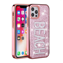 For iPhone 13 PRO Case Embroidered Text Bling Glitter Chrome Hybrid Cover