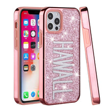 For iPhone 13 PRO Case Embroidered Text Bling Glitter Chrome Hybrid Cover