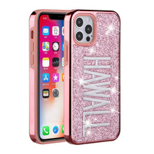 For iPhone 13 PRO Case Embroidered Text Bling Glitter Chrome Hybrid Cover