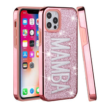 For iPhone 13 PRO Case Embroidered Text Bling Glitter Chrome Hybrid Cover