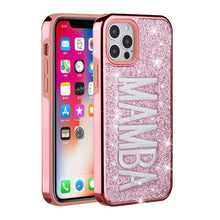 For iPhone 13 PRO Case Embroidered Text Bling Glitter Chrome Hybrid Cover