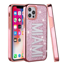 For iPhone 13 PRO Case Embroidered Text Bling Glitter Chrome Hybrid Cover