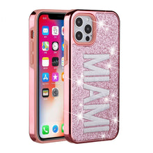 For iPhone 13 PRO Case Embroidered Text Bling Glitter Chrome Hybrid Cover