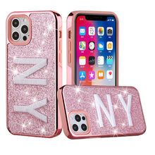 For iPhone 13 PRO Case Embroidered Text Bling Glitter Chrome Hybrid Cover