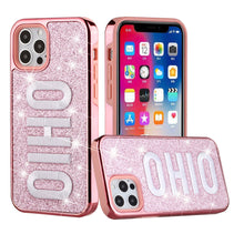 For iPhone 13 PRO Case Embroidered Text Bling Glitter Chrome Hybrid Cover