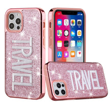 For iPhone 13 PRO Case Embroidered Text Bling Glitter Chrome Hybrid Cover