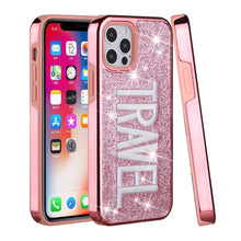 For iPhone 13 PRO Case Embroidered Text Bling Glitter Chrome Hybrid Cover