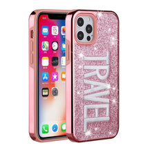 For iPhone 13 PRO Case Embroidered Text Bling Glitter Chrome Hybrid Cover