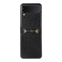For Samsung Galaxy Z Flip 6 Case Embossed Design Vegan Leather Phone Cover