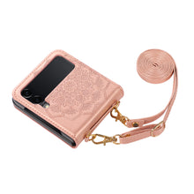For Samsung Galaxy Z Flip 6 Case Embossed Design Vegan Leather Phone Cover