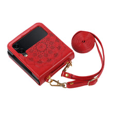 For Samsung Galaxy Z Flip 6 Case Embossed Design Vegan Leather Phone Cover