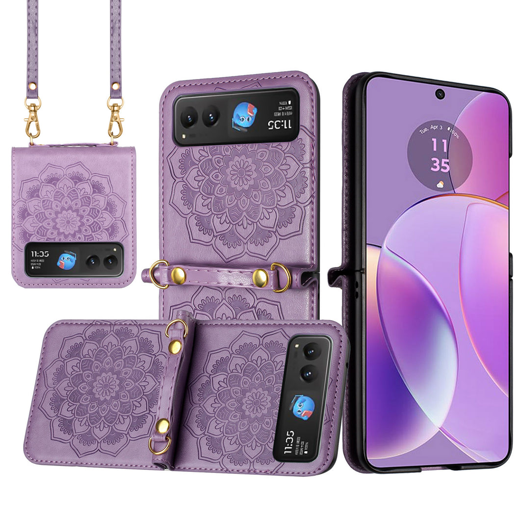 For Motorola Razr 2025/2024 Case Embossed Design Vegan Leather Phone Cover