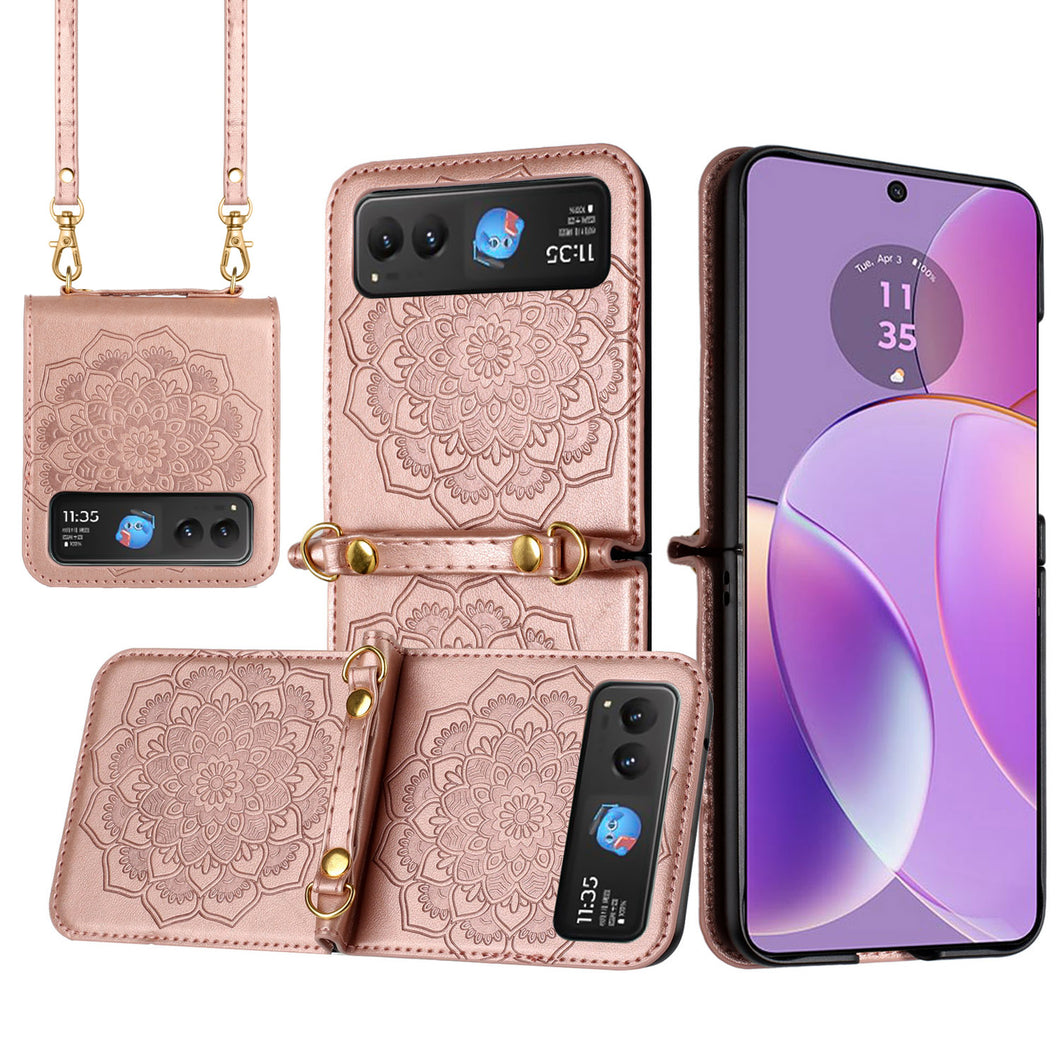 For Motorola Razr 2025/2024 Case Embossed Design Vegan Leather Phone Cover