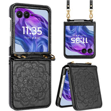For Motorola Razr+ Plus 2024 Case Embossed Design Vegan Leather Phone Cover