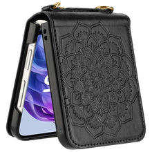 For Motorola Razr+ Plus 2024 Case Embossed Design Vegan Leather Phone Cover