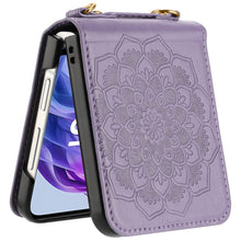 For Motorola Razr+ Plus 2024 Case Embossed Design Vegan Leather Phone Cover