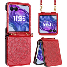 For Motorola Razr+ Plus 2024 Case Embossed Design Vegan Leather Phone Cover
