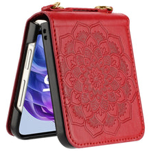 For Motorola Razr+ Plus 2024 Case Embossed Design Vegan Leather Phone Cover