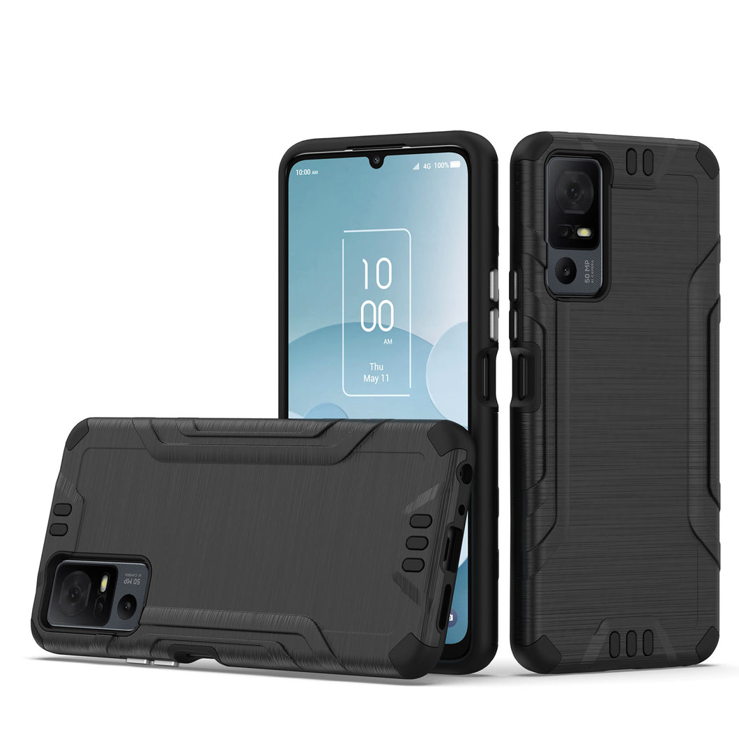 For TCL 40 XL Case Strong Tough Brushed Metallic Design Shockproof Hybrid Cover