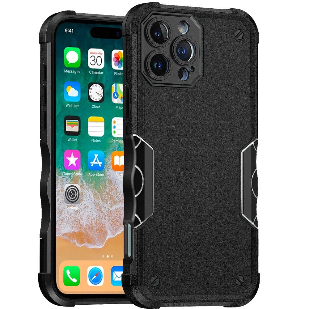 For iPhone 16 PRO MAX Case Rugged Grip Design Shockproof Cover + Tempered Glass