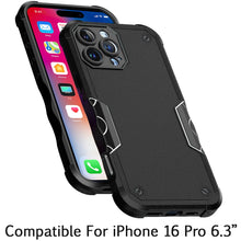 For iPhone 16 Pro 6.3in Case Rugged Grip Design Shockproof Cover +Tempered Glass