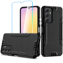 For Samsung A25 5G Case Metallic Brushed Design Shockproof Cover +Tempered Glass