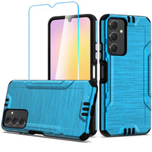 For Samsung A25 5G Case Metallic Brushed Design Shockproof Cover +Tempered Glass