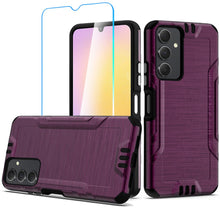 For Samsung A25 5G Case Metallic Brushed Design Shockproof Cover +Tempered Glass