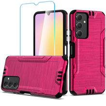 For Samsung A25 5G Case Metallic Brushed Design Shockproof Cover +Tempered Glass