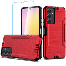 For Samsung A25 5G Case Metallic Brushed Design Shockproof Cover +Tempered Glass