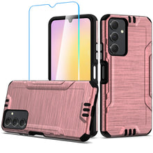 For Samsung A25 5G Case Metallic Brushed Design Shockproof Cover +Tempered Glass