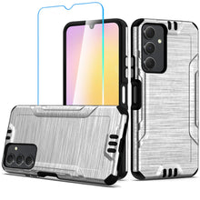 For Samsung A25 5G Case Metallic Brushed Design Shockproof Cover +Tempered Glass
