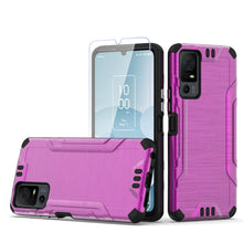 For TCL 40 XL Case + Tempered Glass Tough Brushed Metallic Shockproof Cover