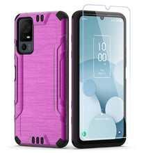 For TCL 40 XL Case + Tempered Glass Tough Brushed Metallic Shockproof Cover