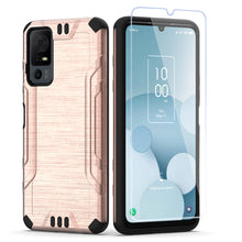 For TCL 40 XL Case + Tempered Glass Tough Brushed Metallic Shockproof Cover