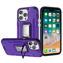 For iPhone 15 Case Shockproof Metallic Hybrid With Ring Stand + 2 Tempered Glass