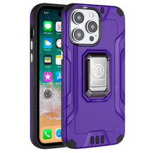 For iPhone 15 Case Shockproof Metallic Hybrid With Ring Stand + 2 Tempered Glass