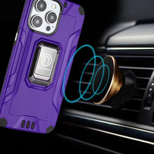 For iPhone 15 Case Shockproof Metallic Hybrid With Ring Stand + 2 Tempered Glass