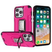 For iPhone 15 Case Shockproof Metallic Hybrid With Ring Stand + 2 Tempered Glass