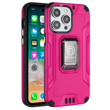 For iPhone 15 Case Shockproof Metallic Hybrid With Ring Stand + 2 Tempered Glass