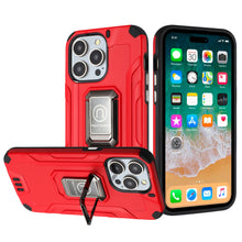 For iPhone 15 Case Shockproof Metallic Hybrid With Ring Stand + 2 Tempered Glass