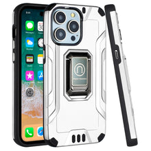 For iPhone 15 Case Shockproof Metallic Hybrid With Ring Stand + 2 Tempered Glass