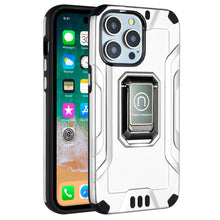 For iPhone 15 Case Shockproof Metallic Hybrid With Ring Stand + 2 Tempered Glass